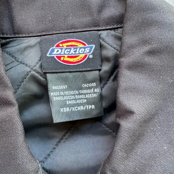 Dickies Black Eisenhower Dead Stock Workwear Jacket Zip Up Collared Logo Small - Picture 3 of 6